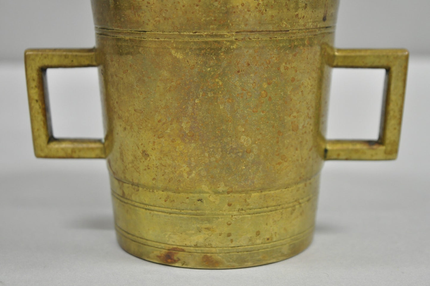 Antique Solid Bronze Brass Large German Apothecary Mortar with Pestle - 2 Pcs