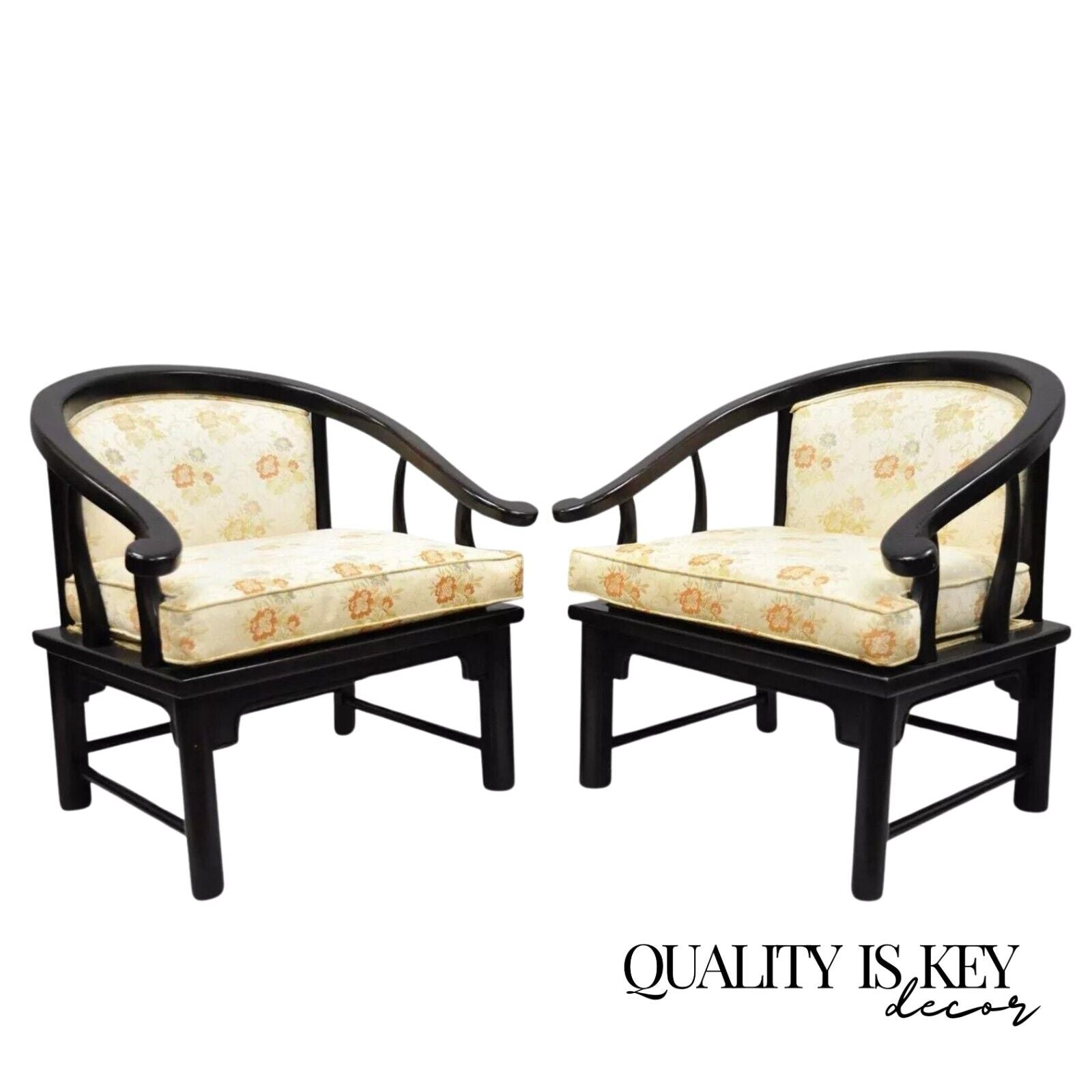 Century Chair Co James Mont Style Horseshoe Ming Lounge Chairs (A