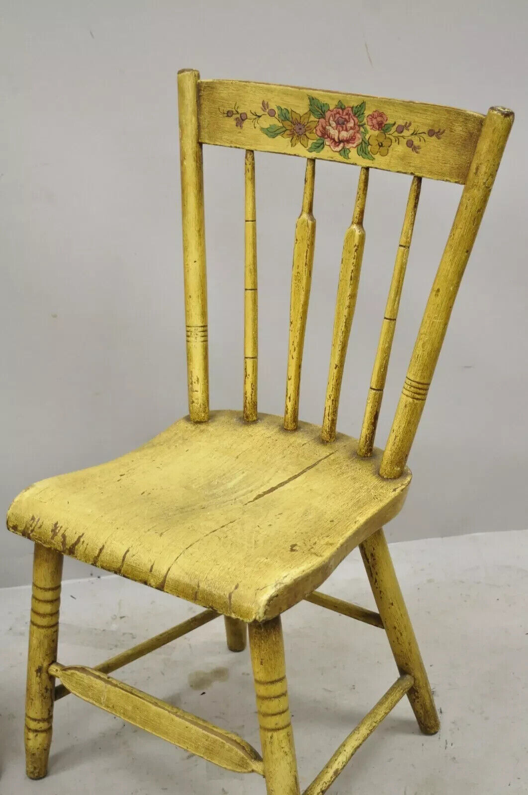 Frederick Loeser & Co Yellow Primitive Hitchcock Style Side Chairs - Pair (B)