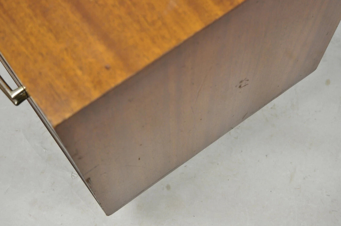 Vintage Mid Century Modern Walnut Double Pedestal Base Nightstand Bedside Table