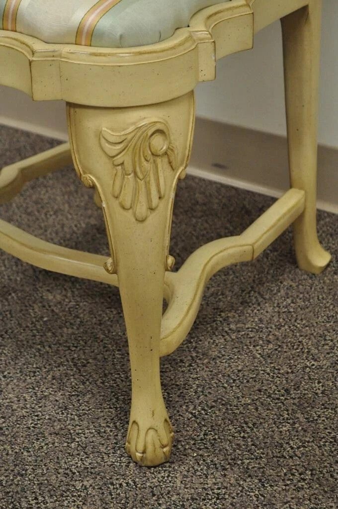 Vintage Swedish Rococo Italian Baroque Shell Carved Cream Painted Side Chair