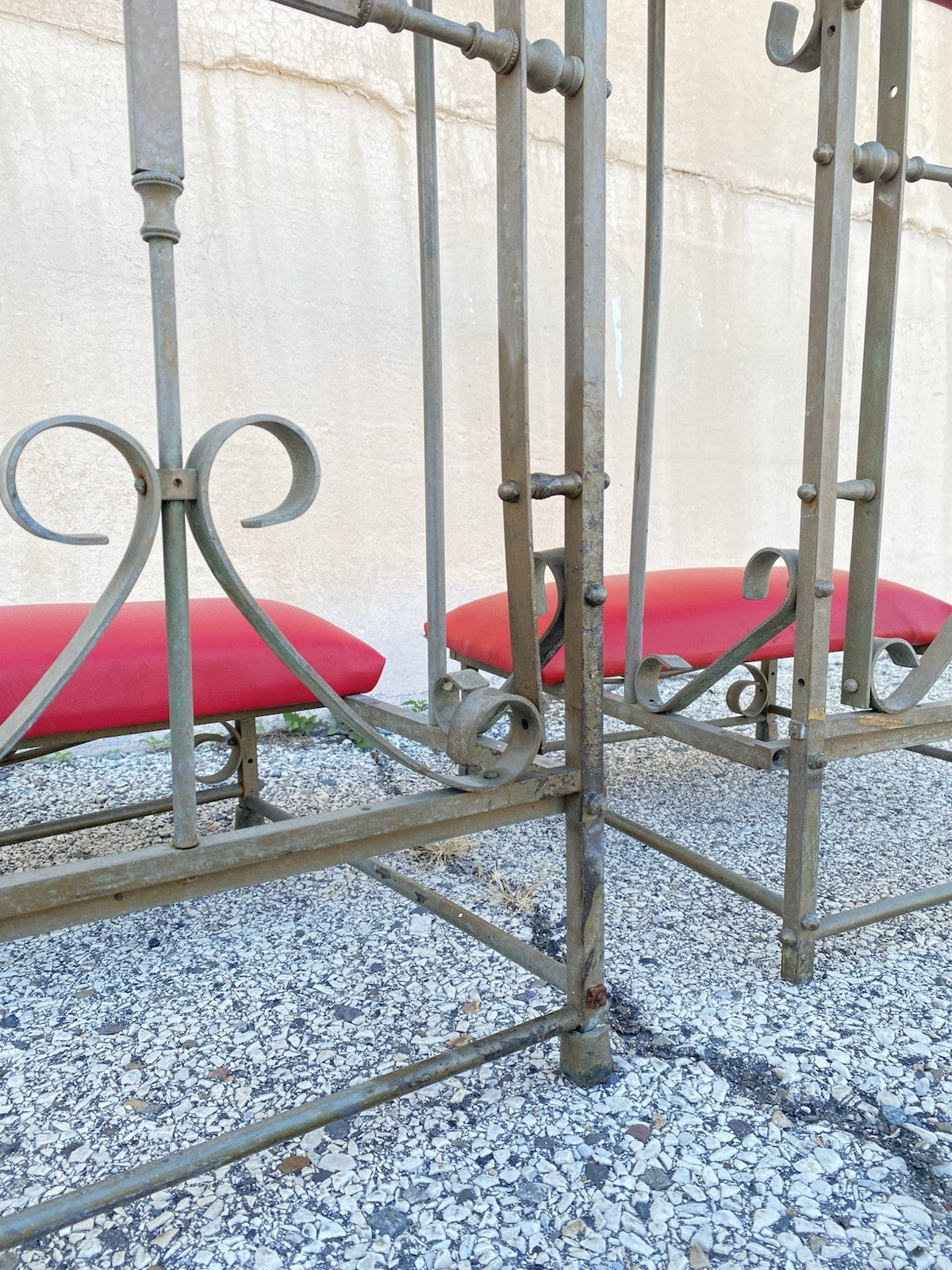 Antique Spanish Gothic Wrought Iron Kneeler Prie Dieu Prayer Benches - a Pair