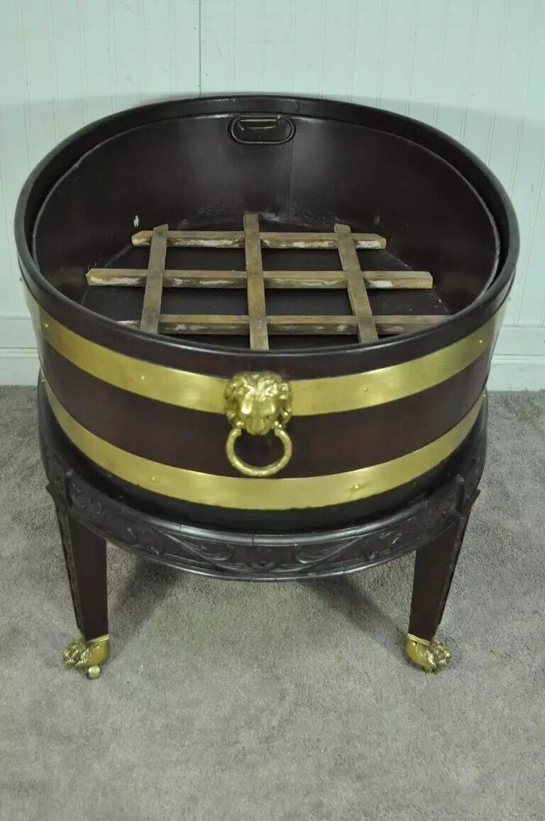 19th Century George III Style Mahogany and Brass Wine Cooler Cellarette on Stand