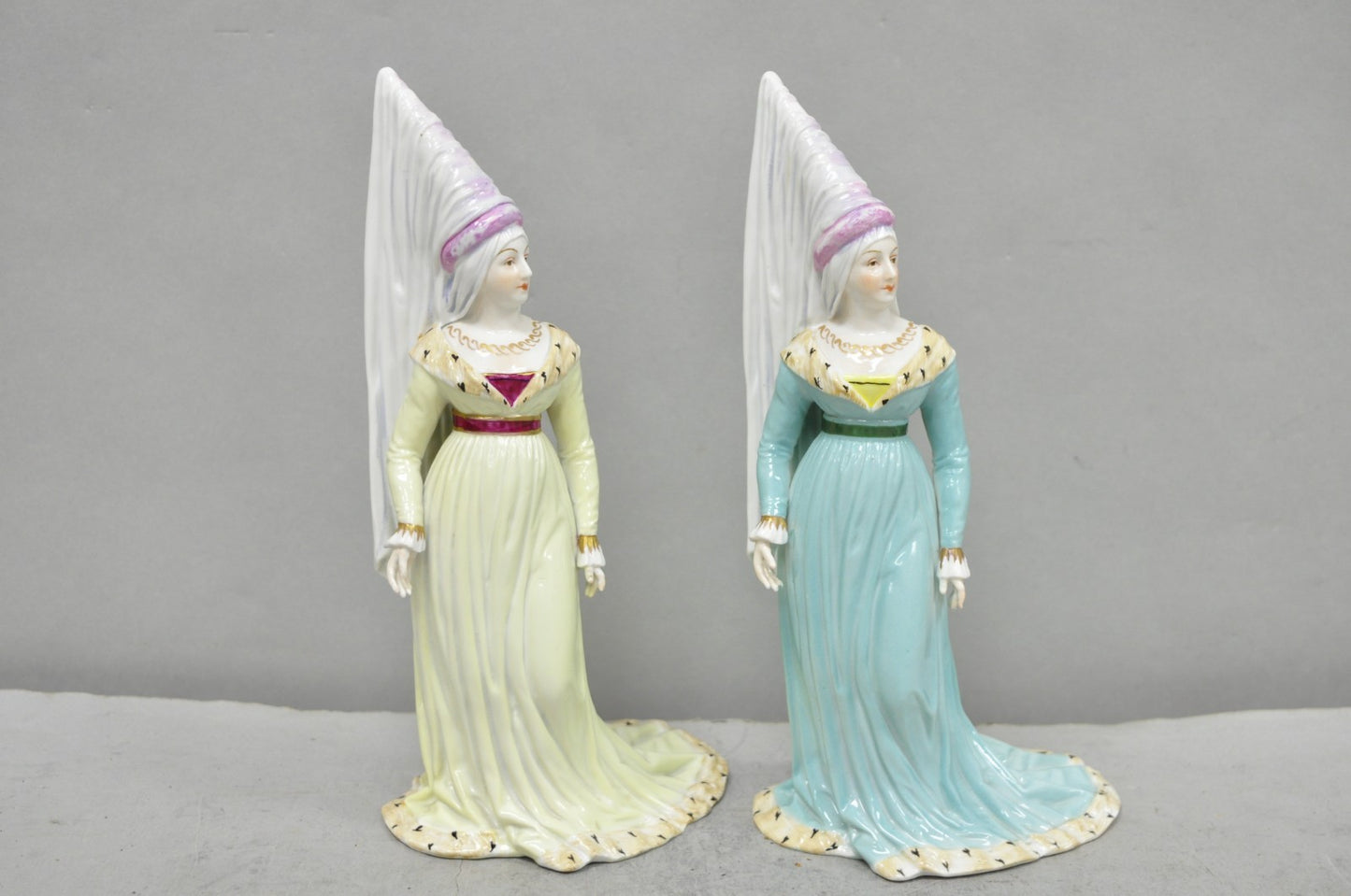 Antique Carl Thieme Potschappel German Dresden Porcelain Medieval Lady Figurine