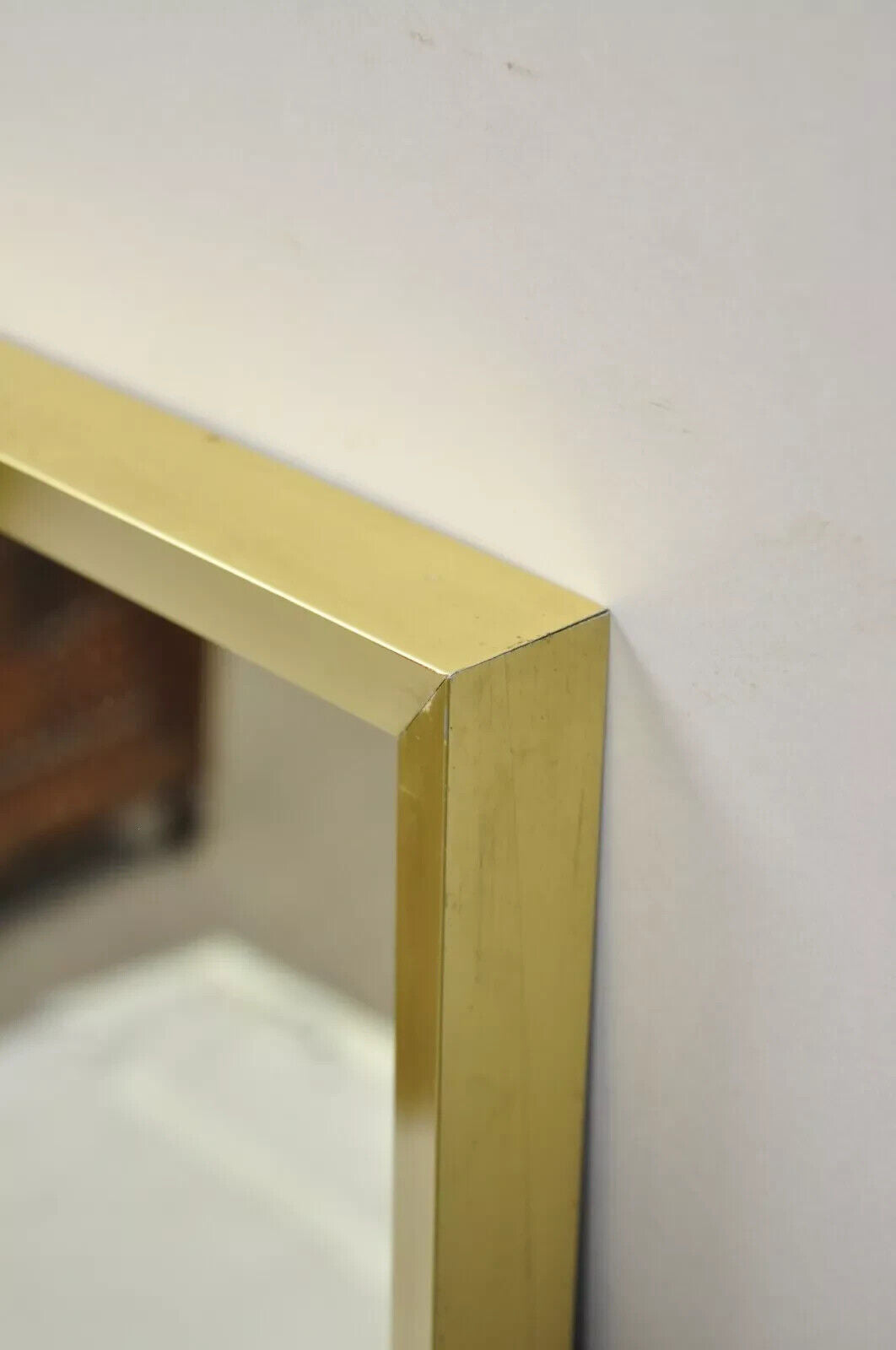 Vintage Friedman Brothers Brass Frame Modernist 38" Square Modern Wall Mirror