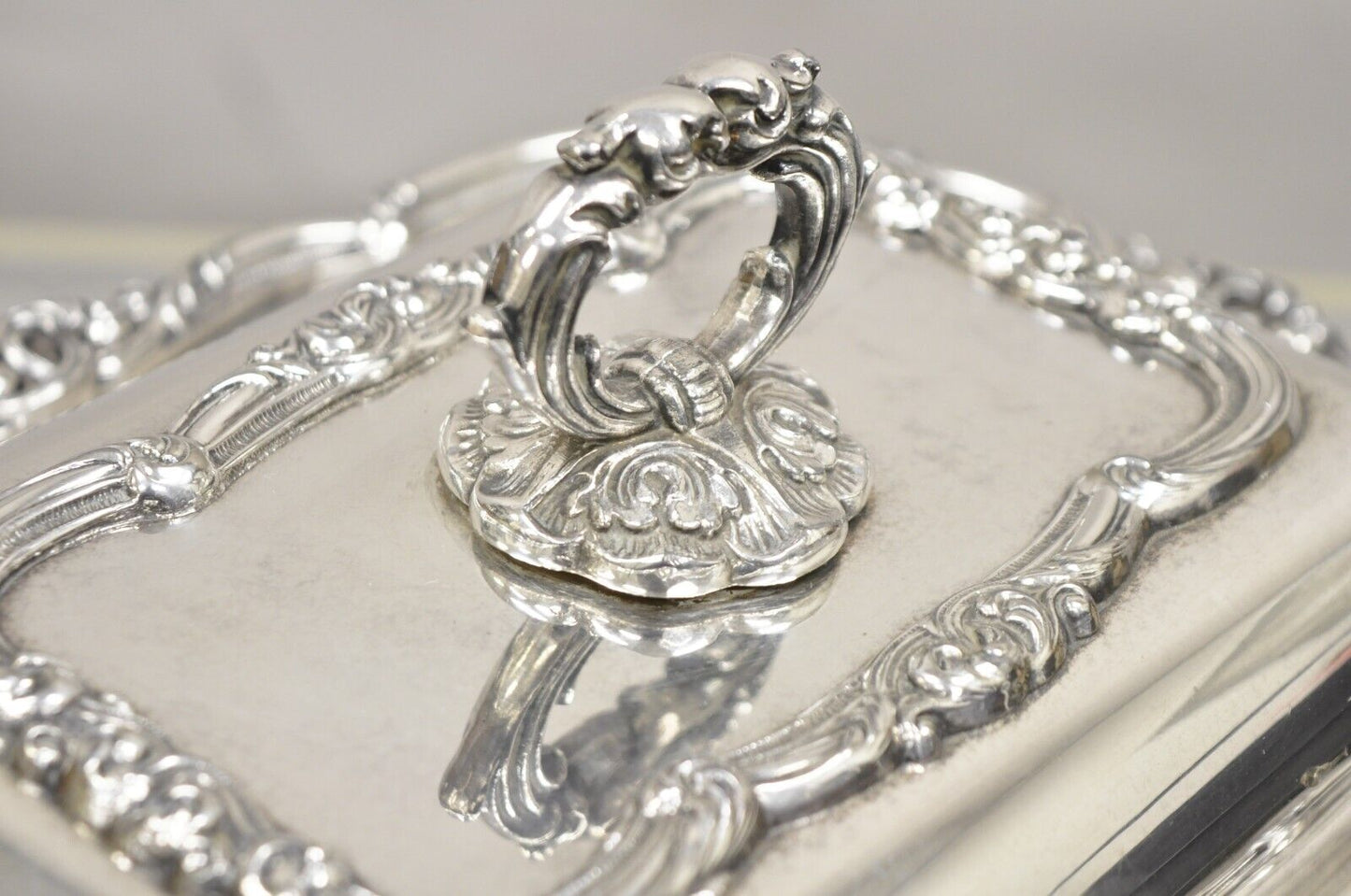 Vintage Gorham Black Starr Silver Plated Lidded Vegetable Serving Platter Dish