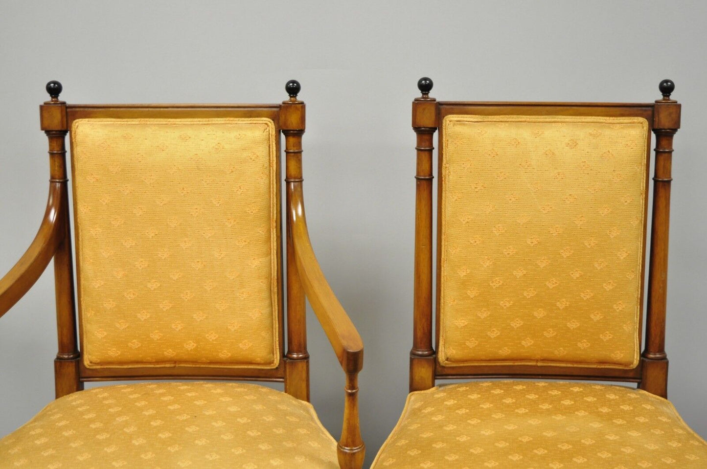 Maslow Freen French Empire Style Mahogany Upholstered Dining Chairs - Set of 8