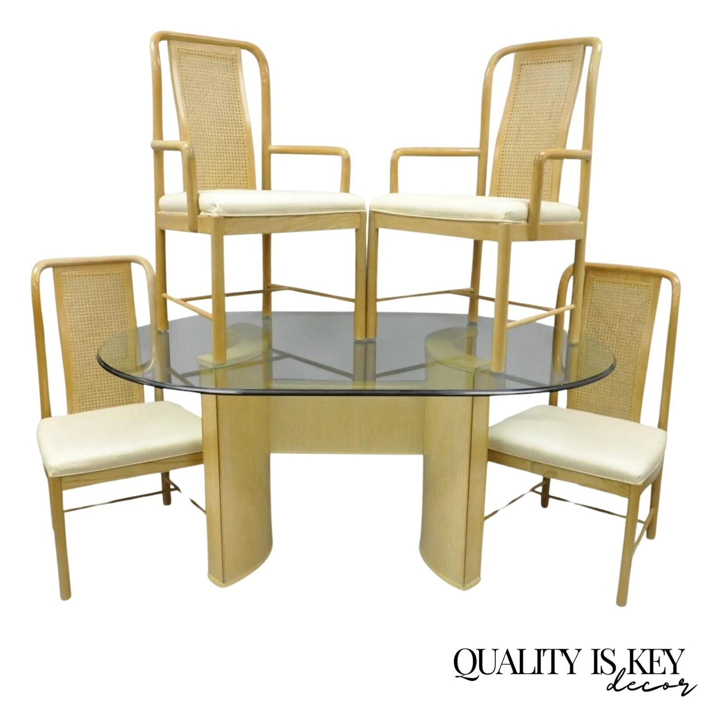 Drexel Heritage Compatibles Art Deco Style Blonde Wood Dining Room Set - 5 Pcs