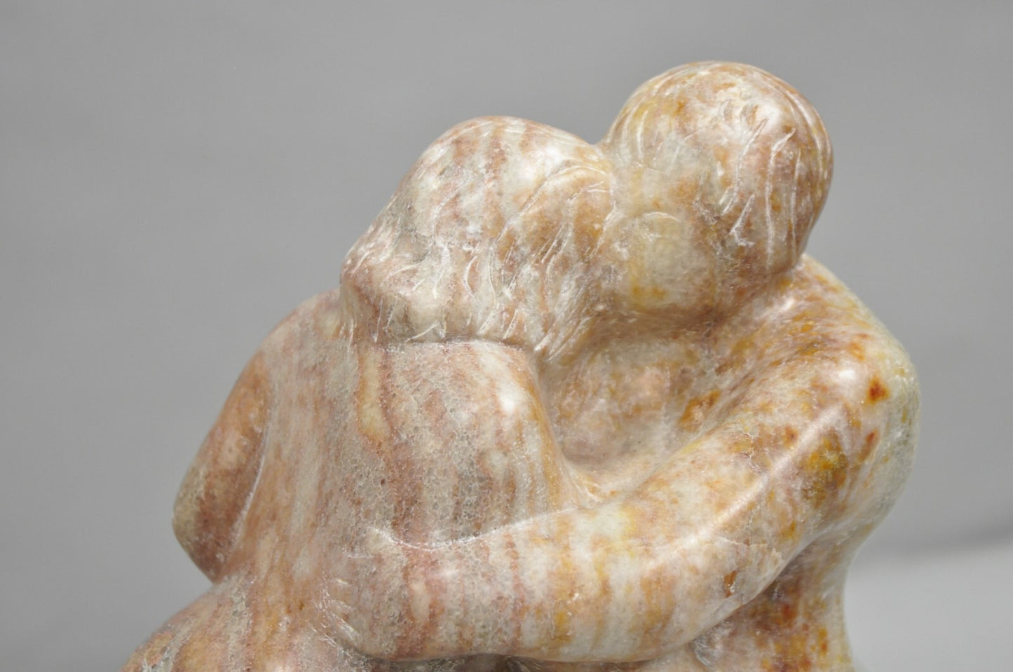 Morton Gaffin "Lovers Embrace" Modernist Carved Alabaster Marble Nude Sculpture