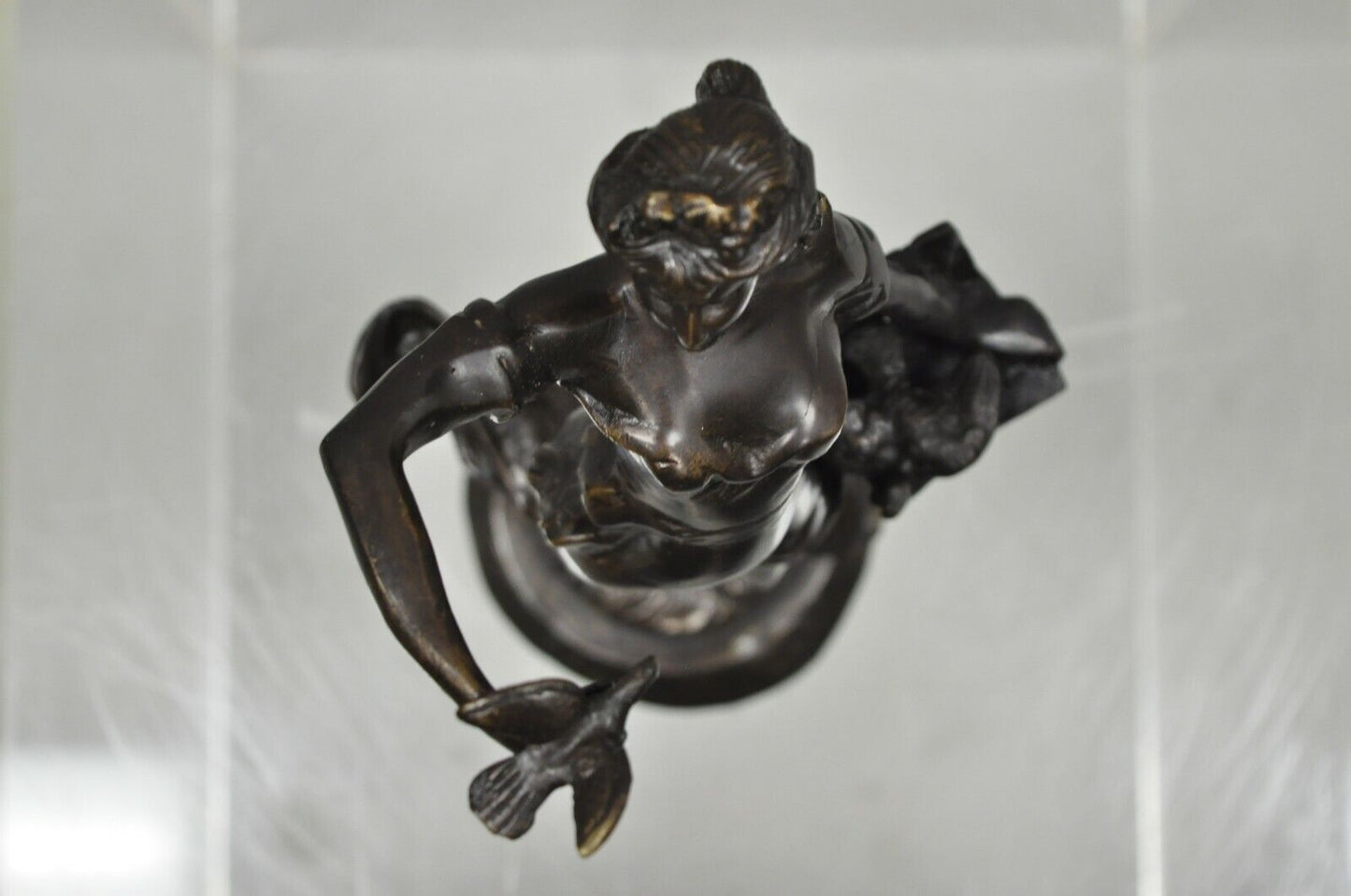 Bronze Sculpture Woman w/ Birds & Basket 15" Statue Figure After Emile Guillemin