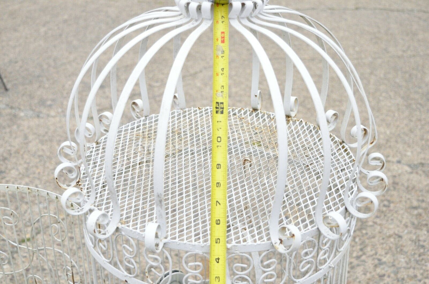 Vintage Wrought Iron Victorian Style Scrolling Wire Metal 58" Garden Birdcage