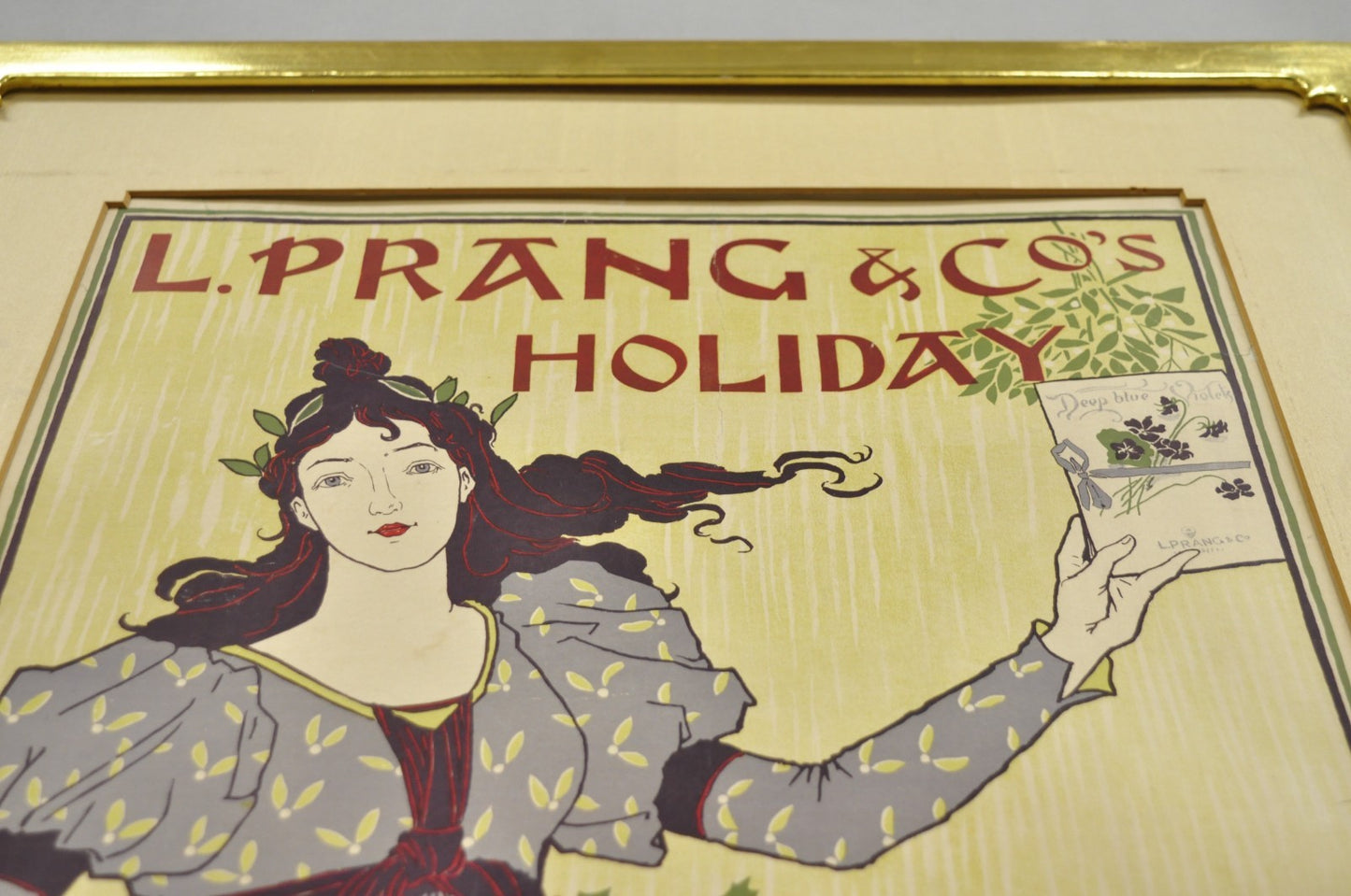 Antique L. Prang & Co's Louis Rhead 1895 Holiday Magazine Framed Art Print