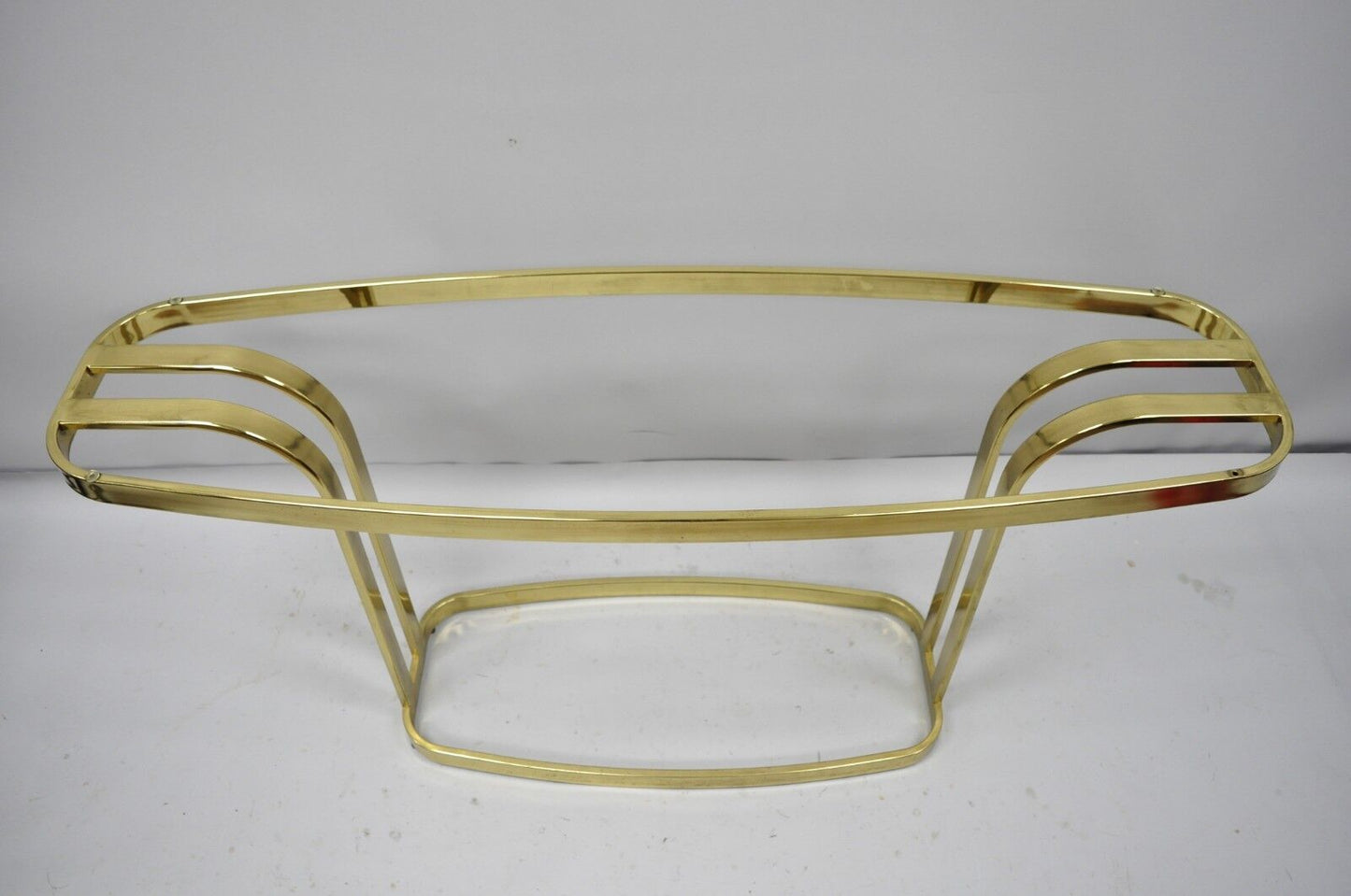 Vintage Hollywood Regency Brass and Glass Sculptural Console Sofa Table