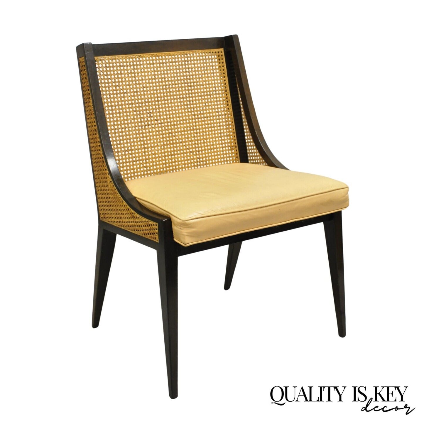 Vintage Harvey Probber Mid Century Modern Ebonized Cane Hiprest Side Chair
