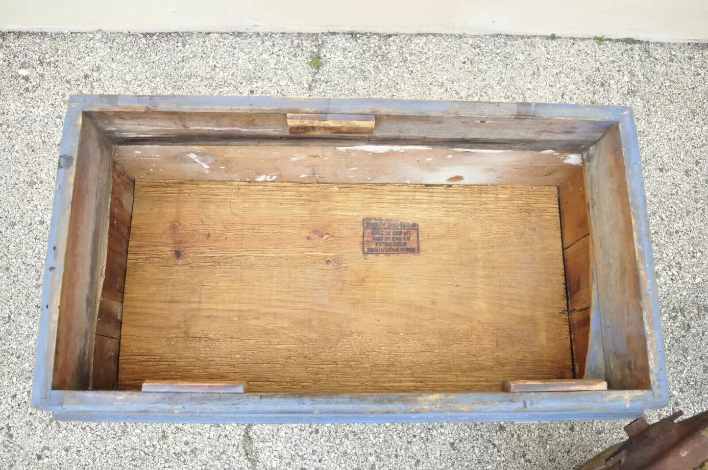 Antique Primitive Blue Distress Painted Cupboard Cabinet Vanity Cast Iron Sink