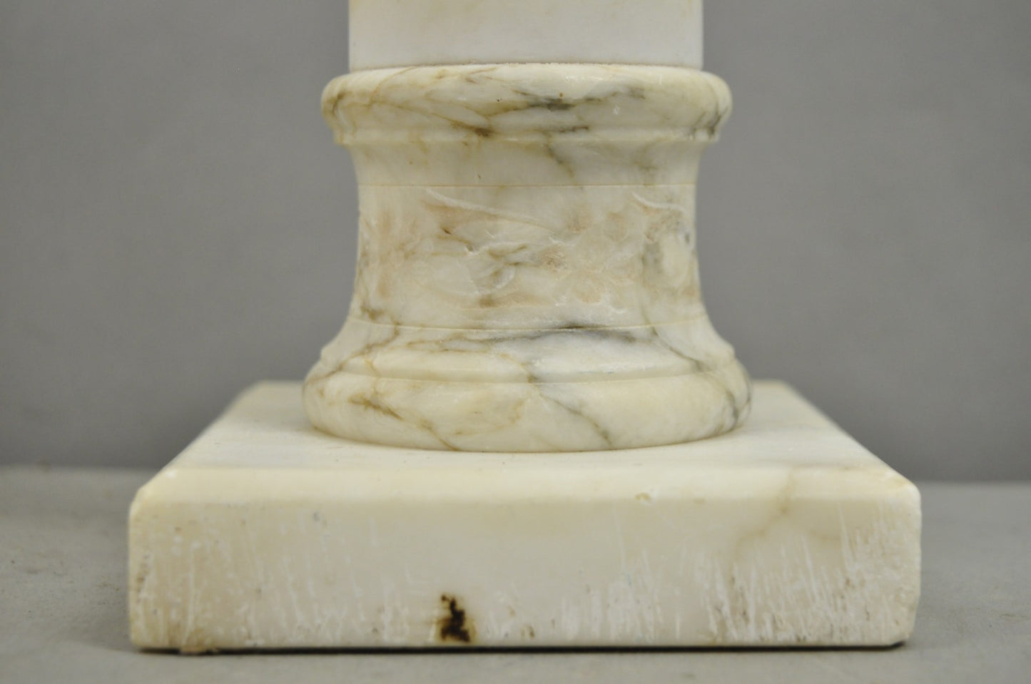 Vintage Italian Neoclassical Style Carved White Marble Urn Table Lamps - a Pair