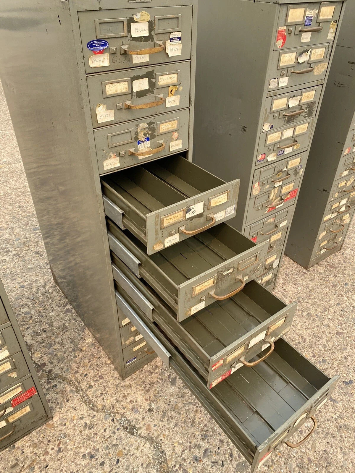 Vintage Columbia Steel Equip Gray Metal 10 Drawer Industrial File Cabinet (A)