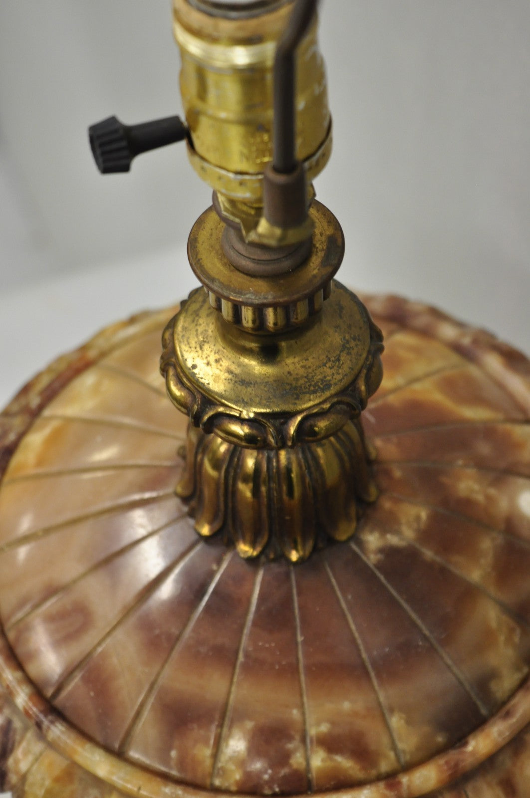 Vintage Italian Neoclassical Style Carved Alabaster Trophy Cup Urn Table Lamp