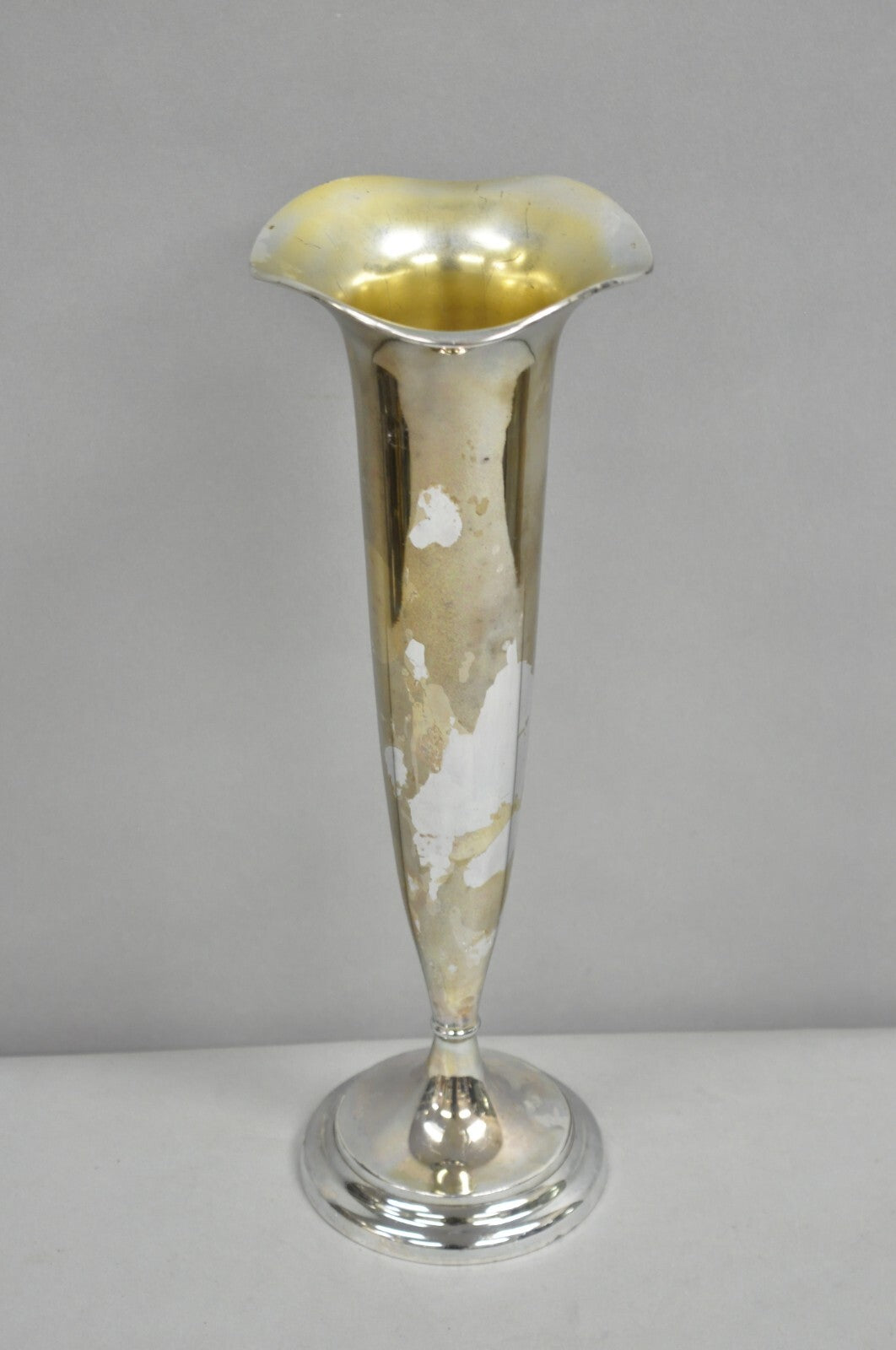 Vintage Federal Silver Co Art Nouveau Silver Plated 15" Fluted Trumpet Vase