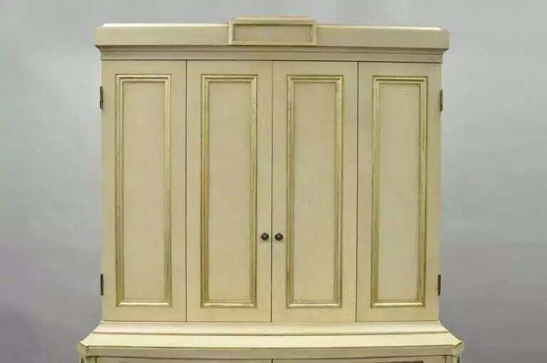 Decca French Neoclassical Louis XVI Style Cream & Gold Bar Cabinet Buffet (B)