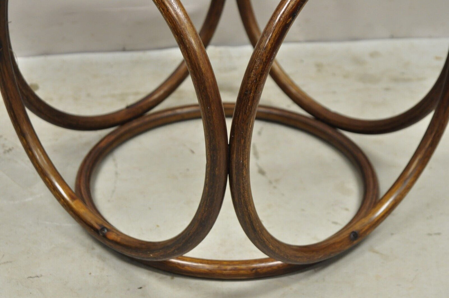 Vintage Mid Century Modern Thonet Bentwood Cane Seat Round Stool (B)
