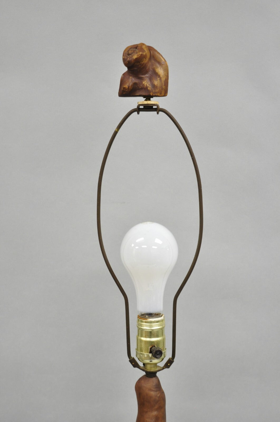 Vintage Mid Century Modern Sculpted Teak Root Wood Driftwood Organic Table Lamp