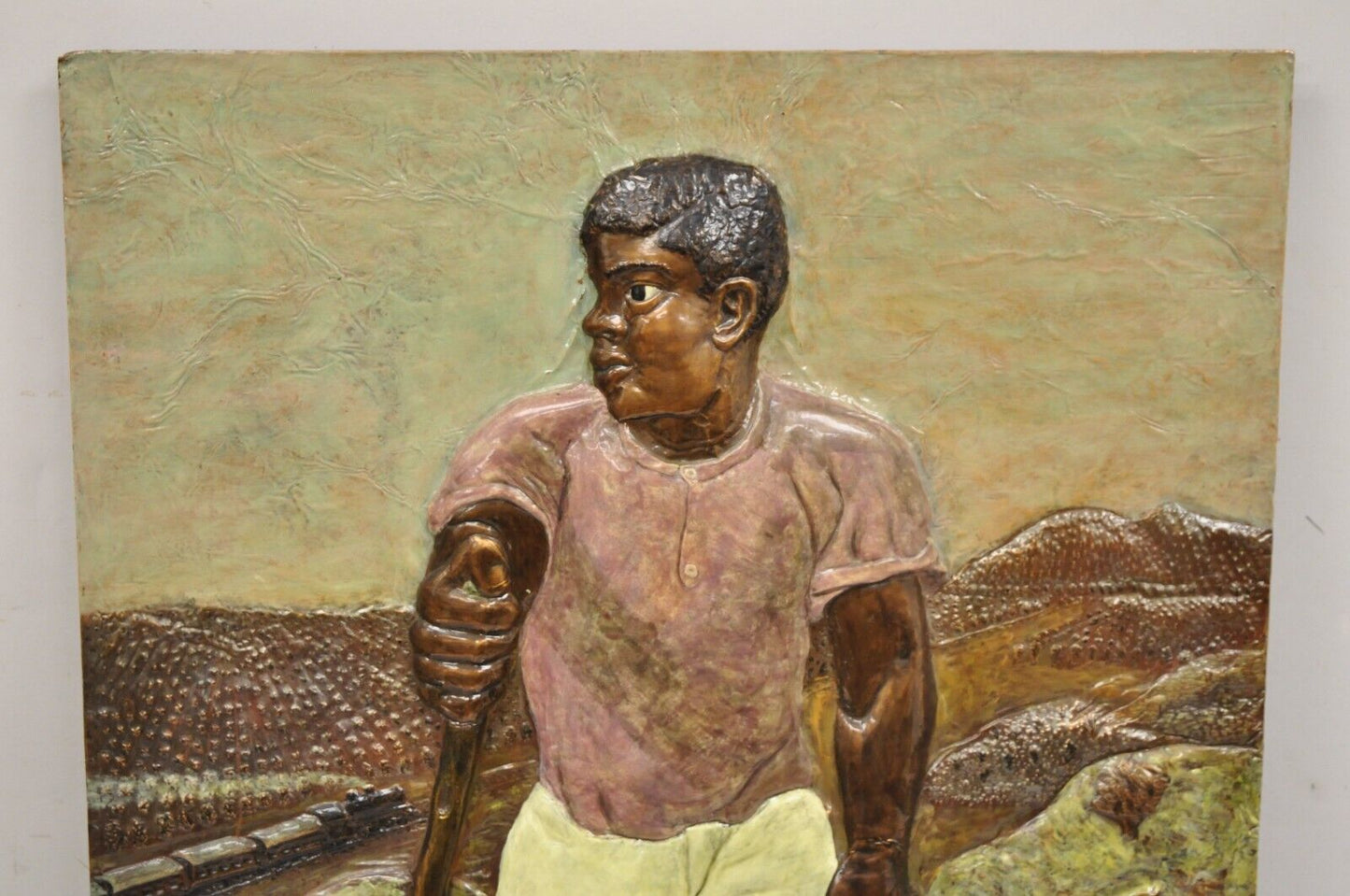 Alma Ibacache 3D Debossed Painted Copper Metal Wall Art Brazilian Lumberjack