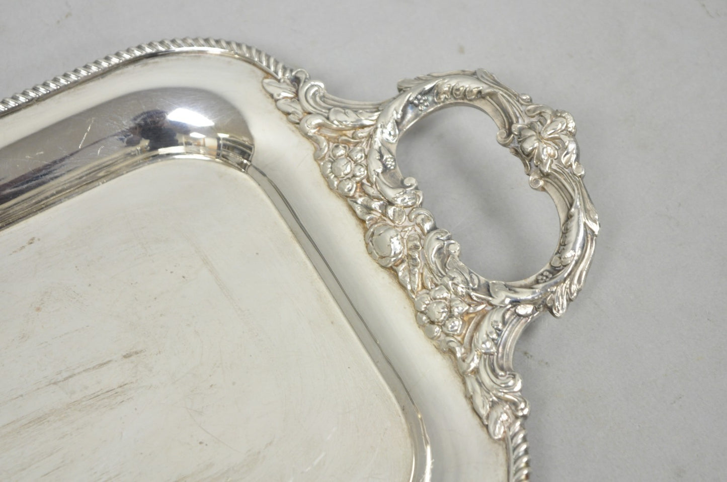 Vintage Barker Ellis English Regency Narrow Silver Plated Serving Dish Bar Tray