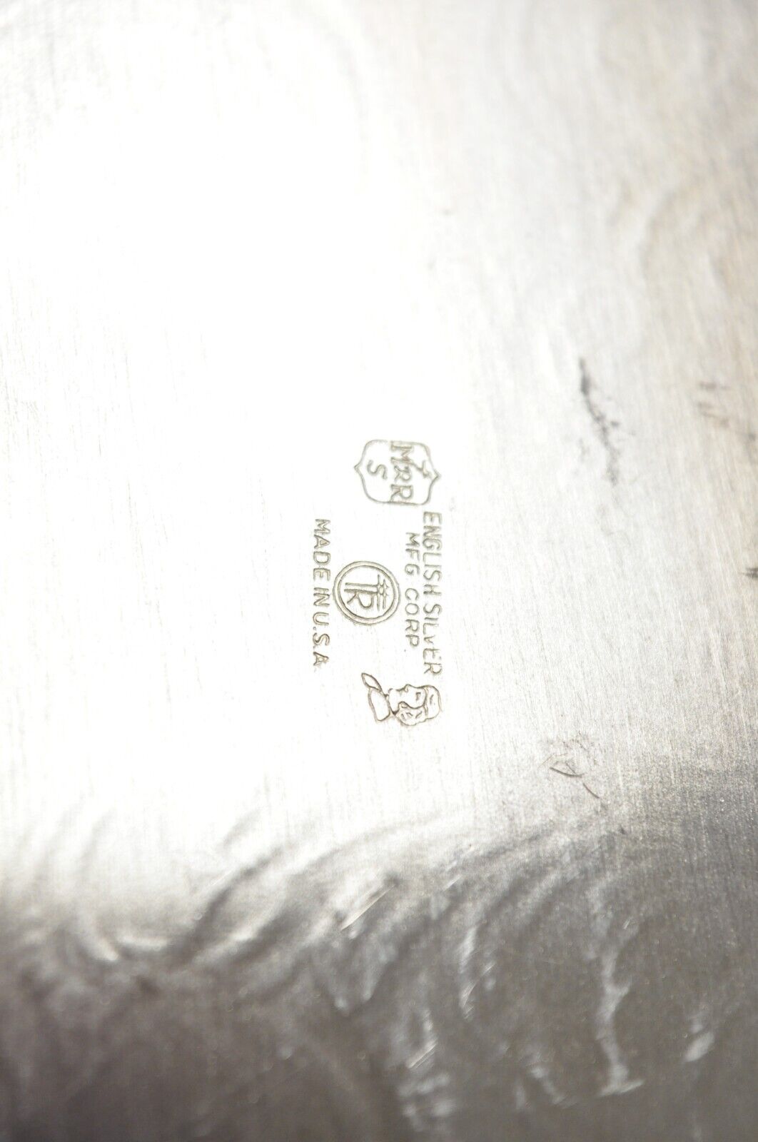Vintage English Silver Mfg Corp Large Silver Plated Etched Platter Tray