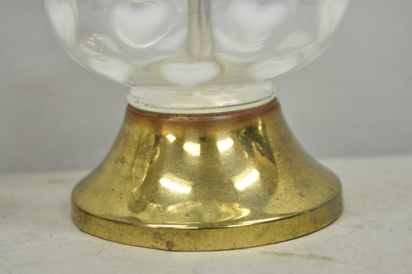 Vintage Hollywood Regency Petite Blown Glass Boudoir Table Lamps w/ Hearts, Pair