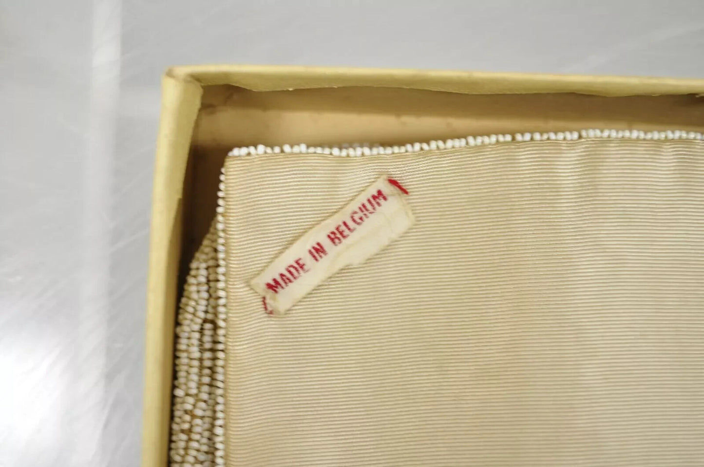 2 Vintage White Beaded Purse Clutch Coin Purse Pocketbook Belgium Lord & Taylor