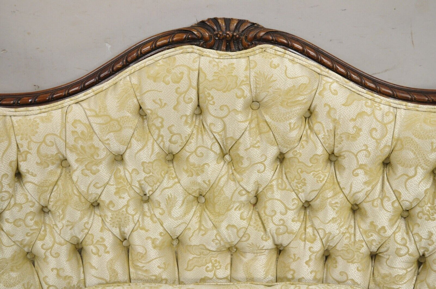 Antique French Louis XV Style Carved Walnut Serpentine Settee Sofa Loveseat