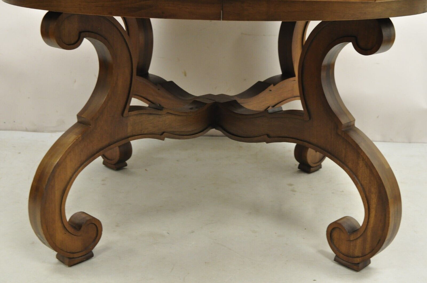 Vintage Drexel Esperanto Mid Century Walnut Octagonal Spanish Style Dining Table