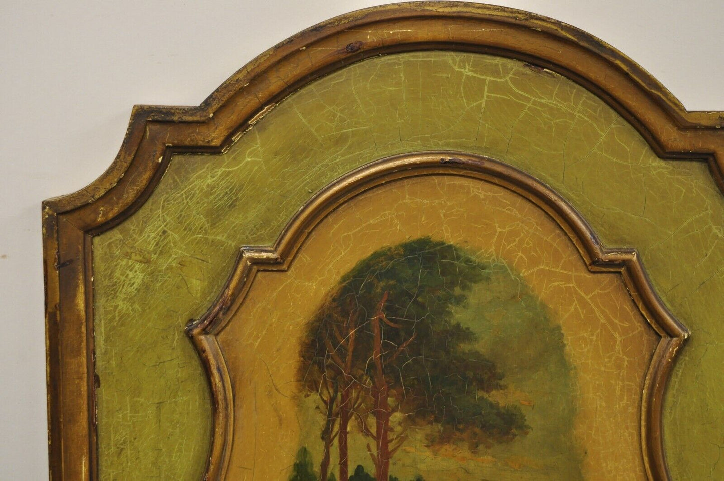 Antique French Louis XV Green Painted Parrot 3 Panel Venetian Room Screen (C)