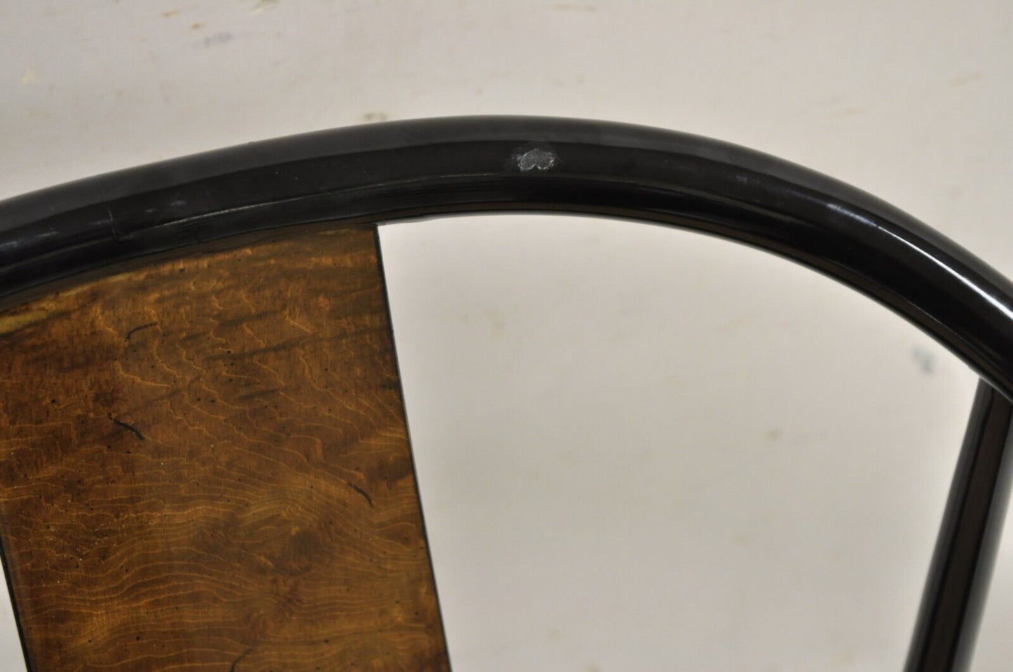 Vintage Henredon Scene 3 Oriental Black Lacquer Asian Horseshoe Chair - Single