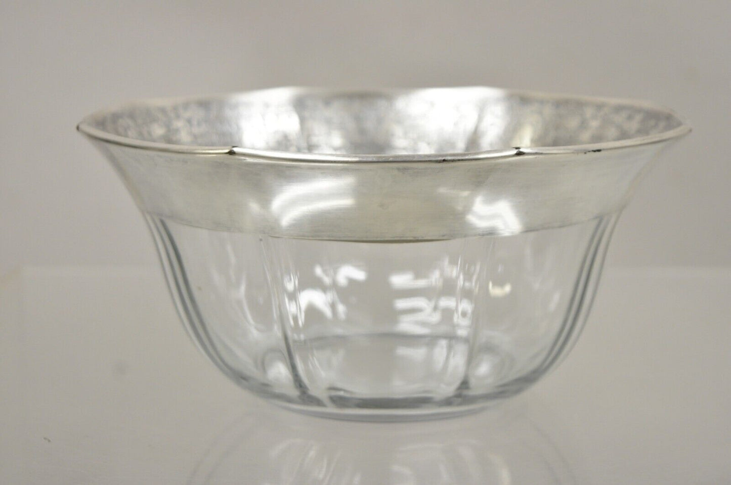 Vintage Art Deco Sterling Silver Overlay Figural Dutch Country Scenes Glass Bowl