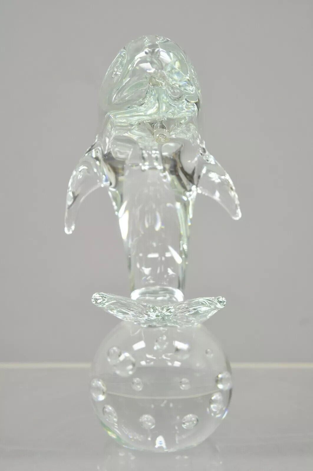 Royal Gallery Italian Crystal Glass 12" Dolphin Fish Sculpture Murano Style