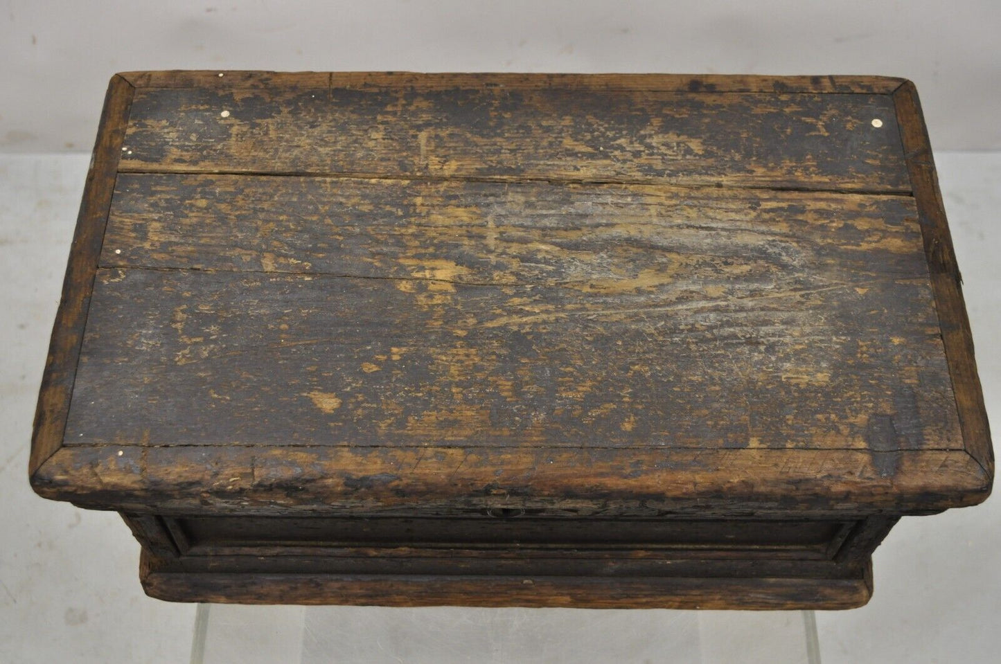 19th Century American Primitive Distressed Solid Wood Machinist Tool Box Storage