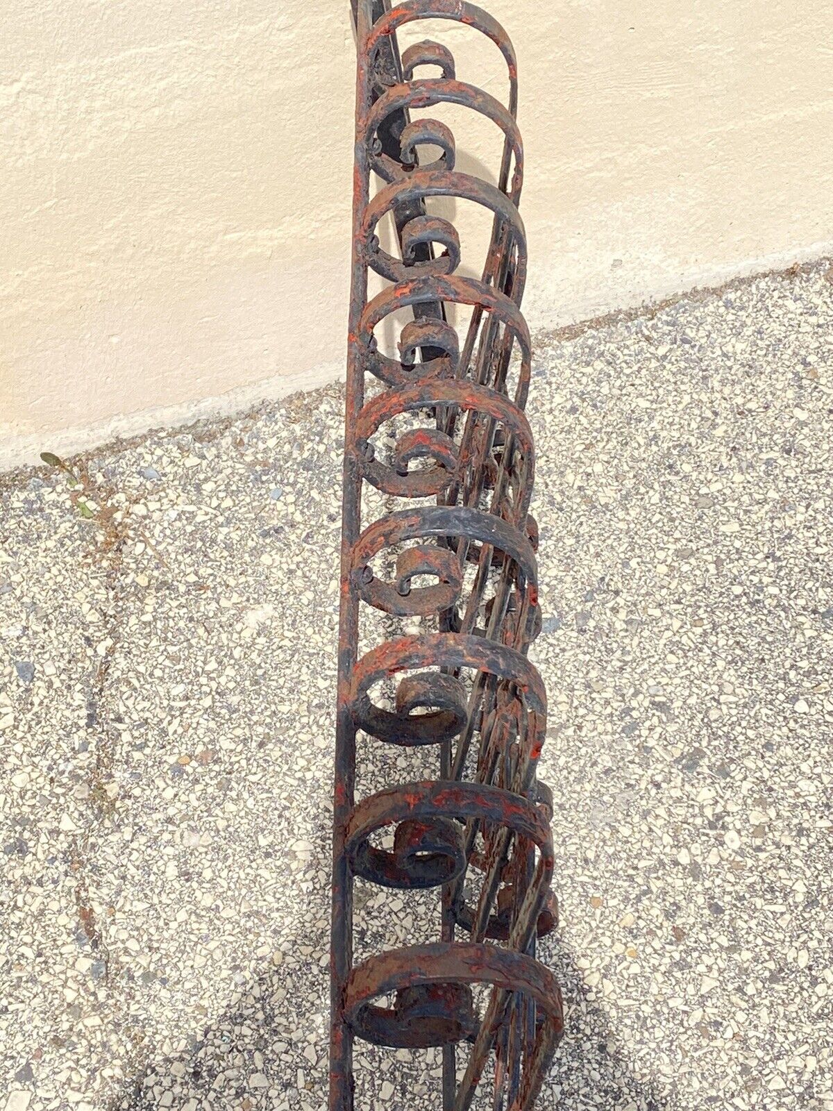 Antique Art Nouveau Black Wrought Iron Heart and Scroll 23x52 Garden Fence Gate
