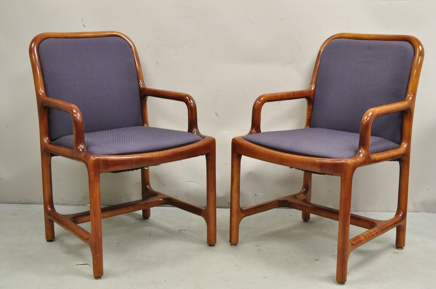 Vintage Helikon Mid Century Modern Sculpted Cherry Wood Lounge Chairs - a Pair