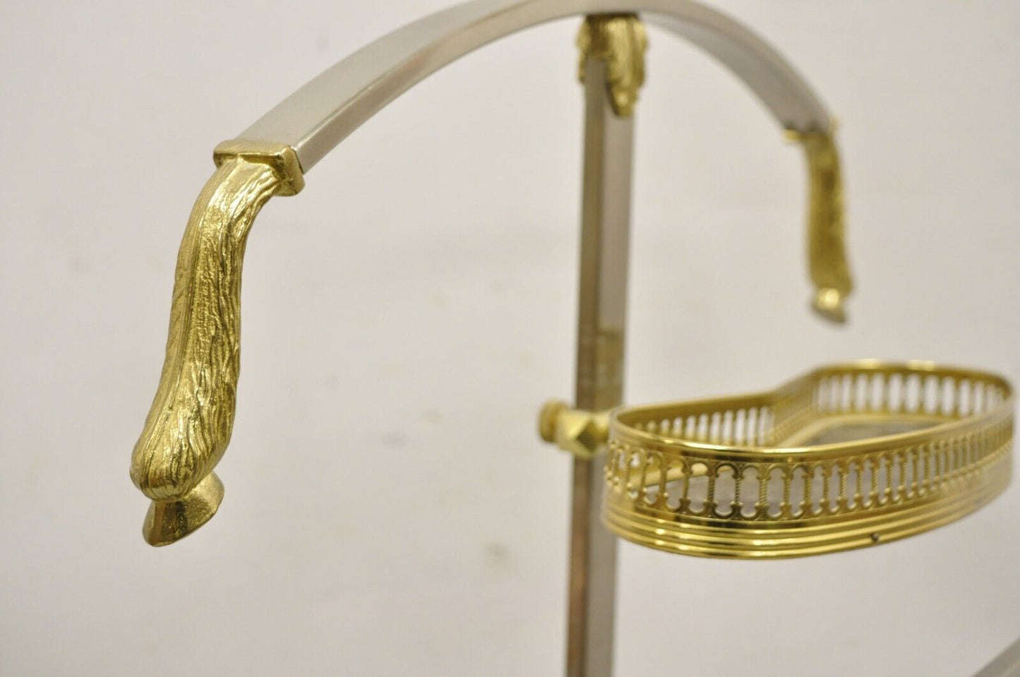 Vintage Italian Brass and Brushed Steel Rams Head & Hoof Clothing Valet