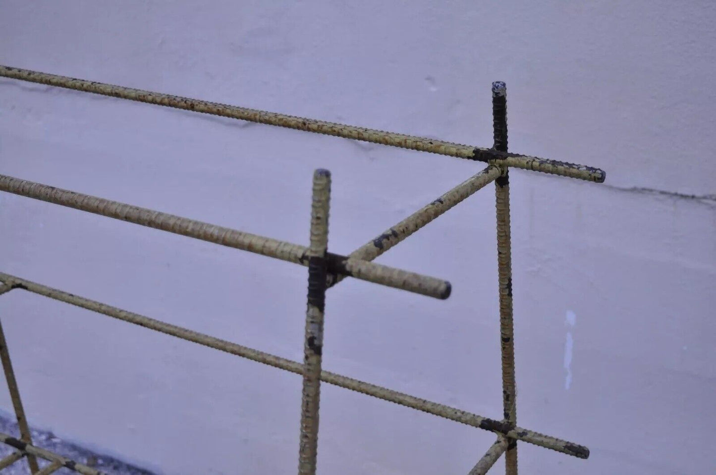 Vintage Industrial Modern Iron Rebar Rusty Yellow Shelf Display Bookcase Rack