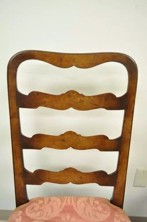Antique George II Ribbon Back Irish Ladder Back Walnut Dining Side Chairs - Pair