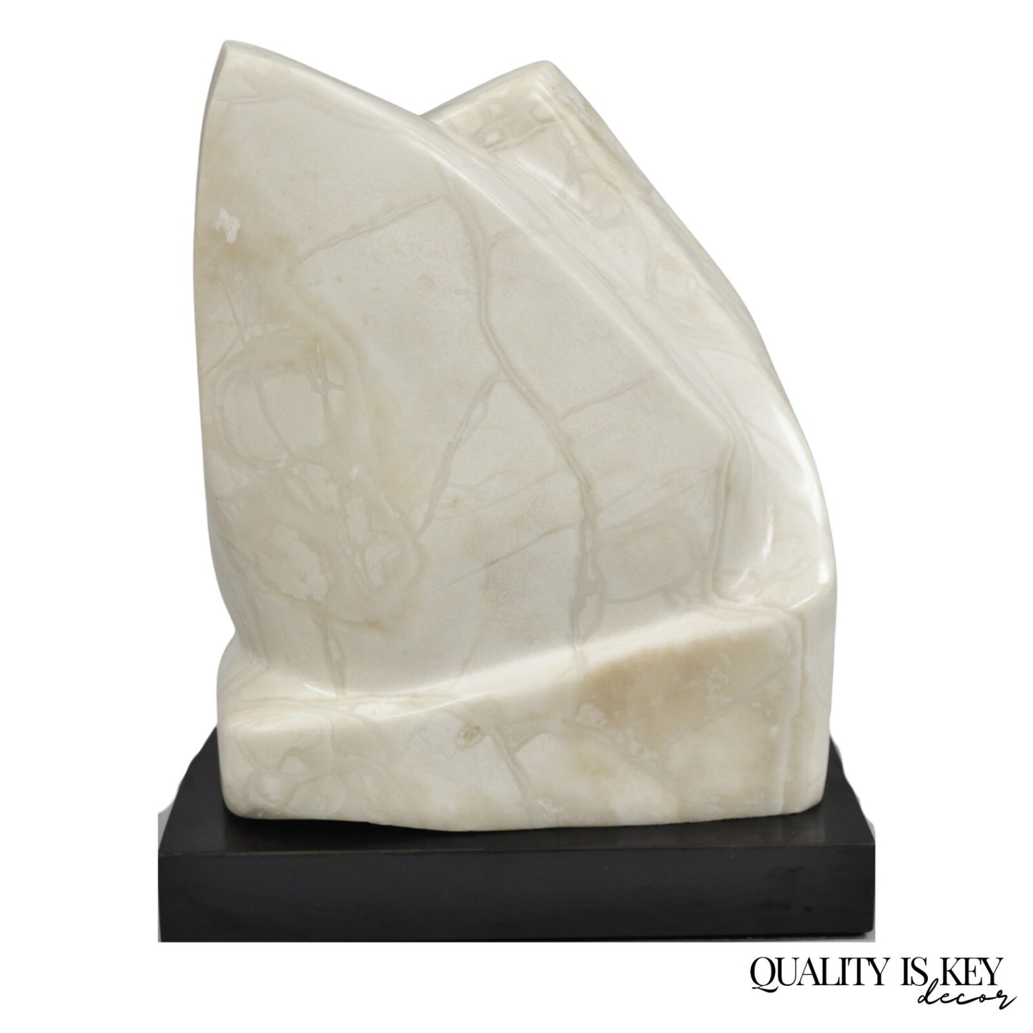 Morton Gaffin Modernist Carved White Alabaster Abstract Sculpture