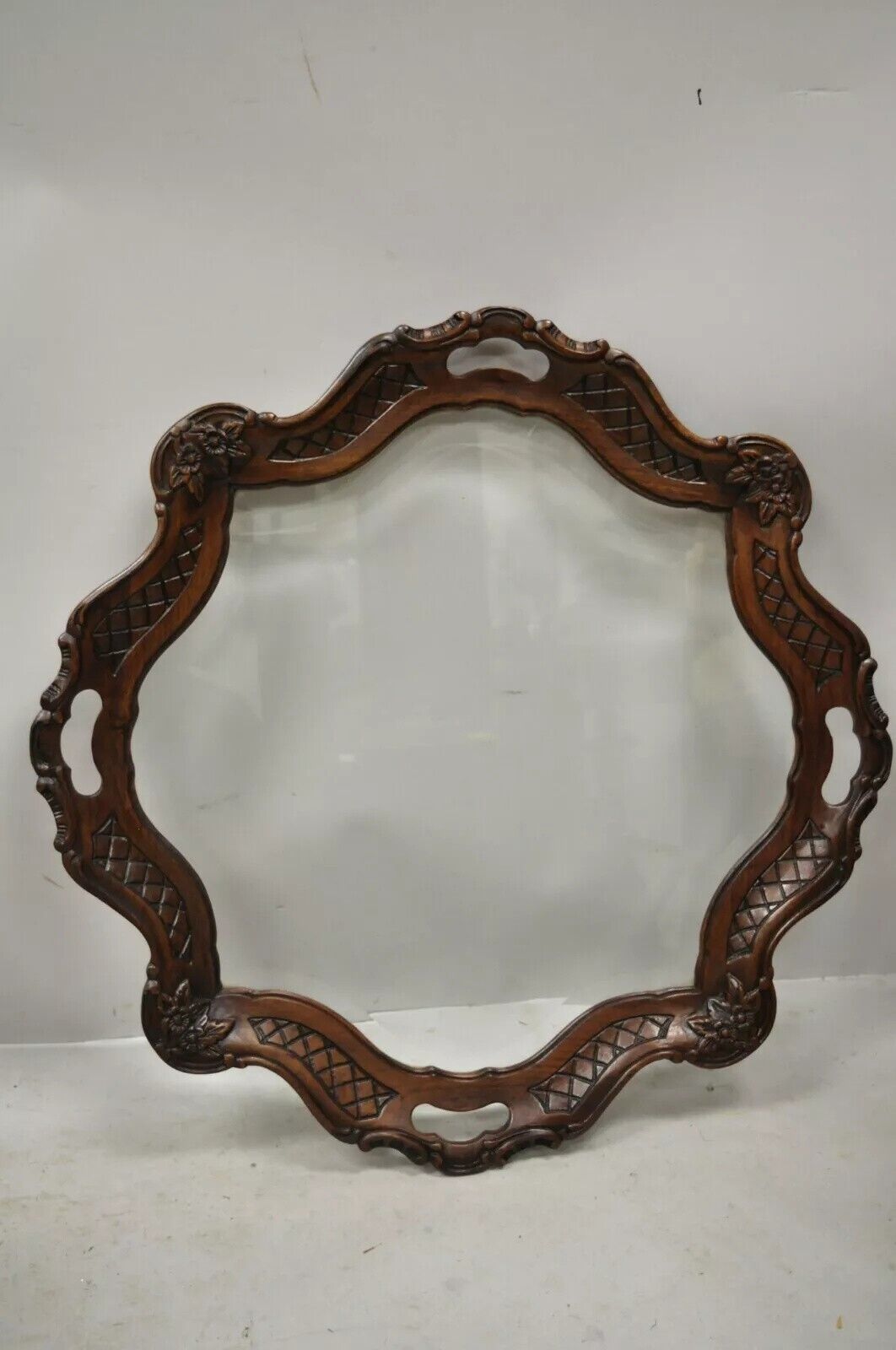 Antique French Louis XV Walnut Coffee Table w/ Angelica Kauffman Porcelain Dish