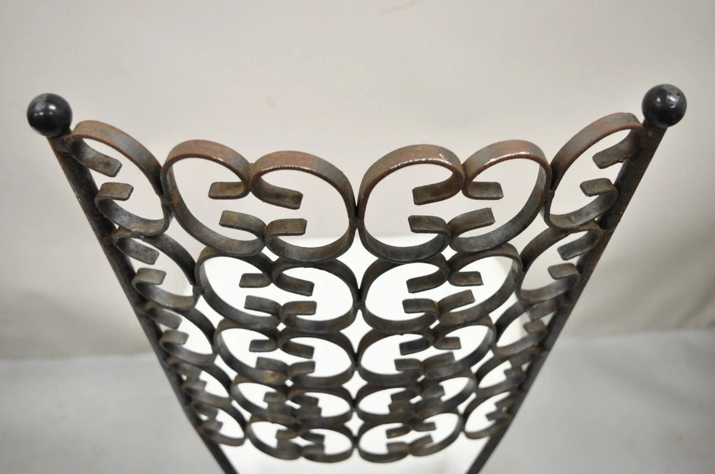 Vintage Mid Century Modern Salterini Umanoff Style Iron Scroll Side Chairs, Pair