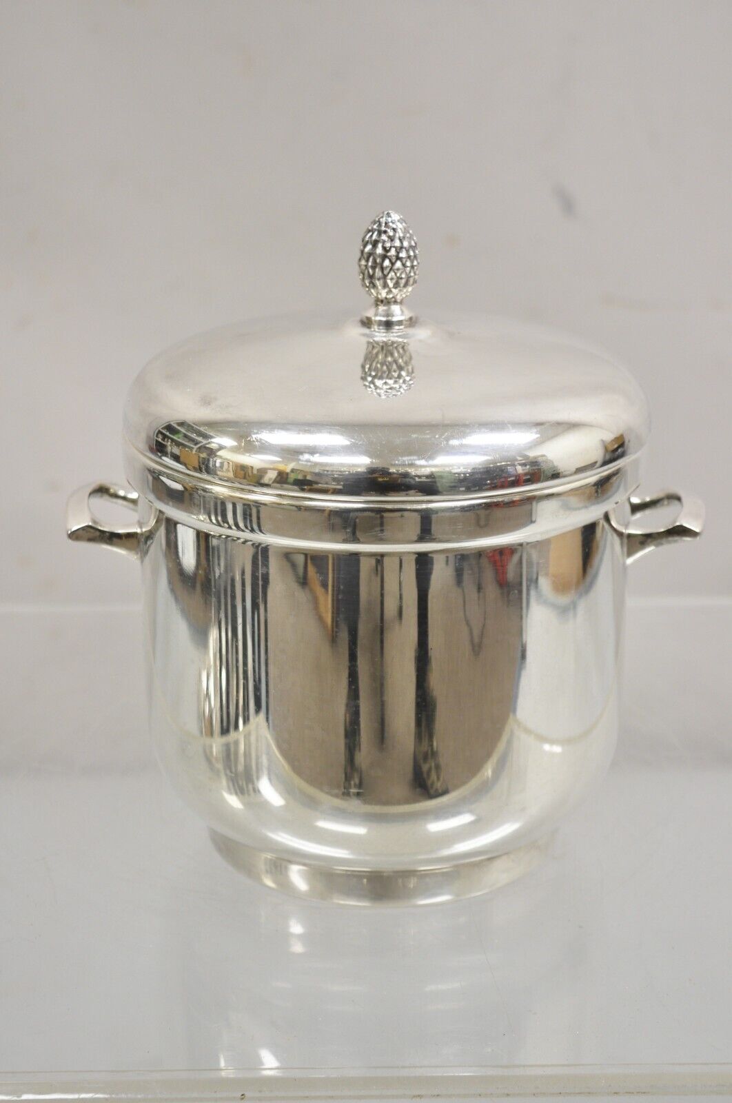 Vintage Sheffield Silver Co. Mid Century Modern Silver Plated Lidded Ice Bucket