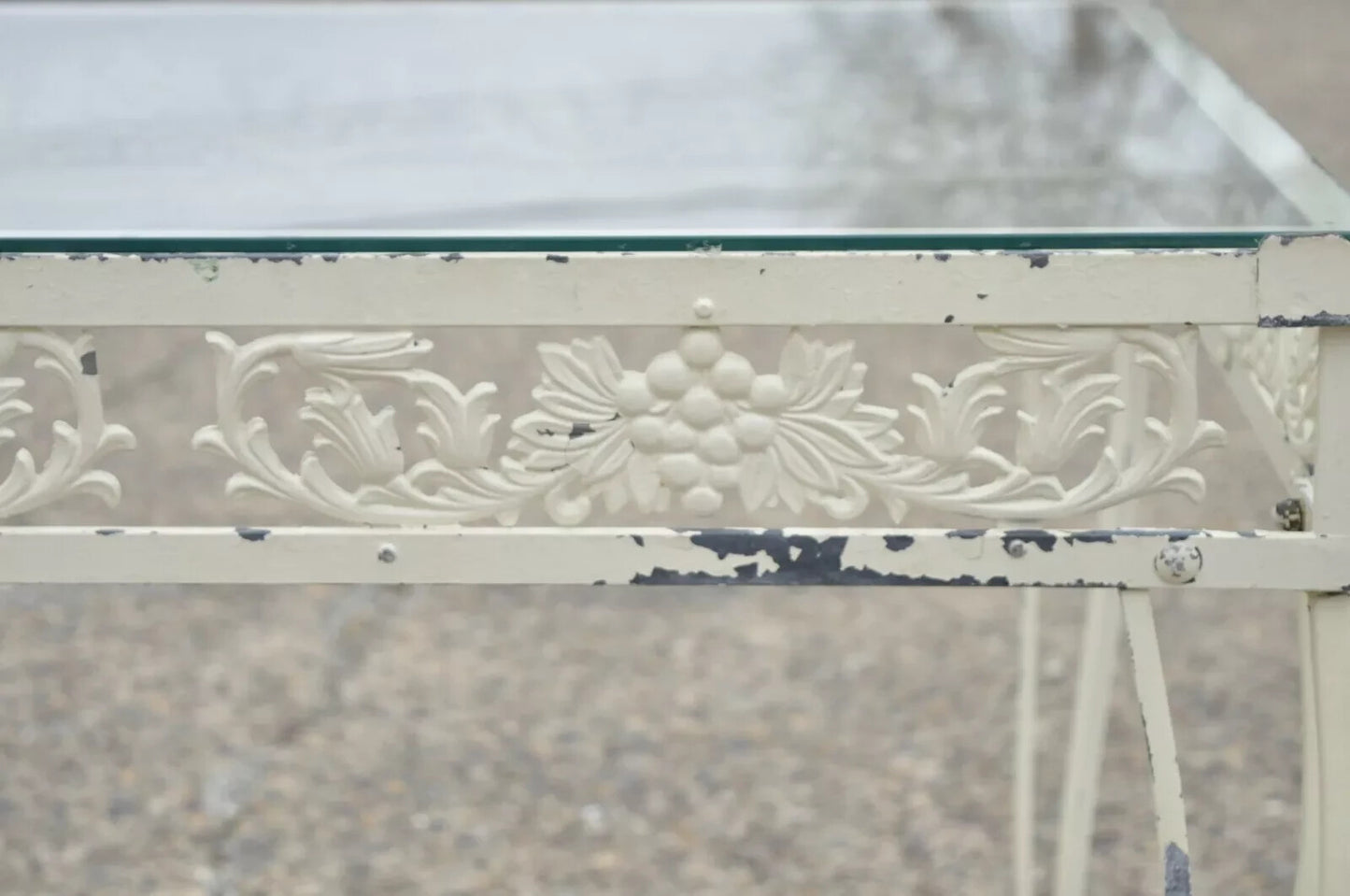Vintage Victorian Grapevine Wrought Iron Garden Patio Dining Set - 7 Pc Set