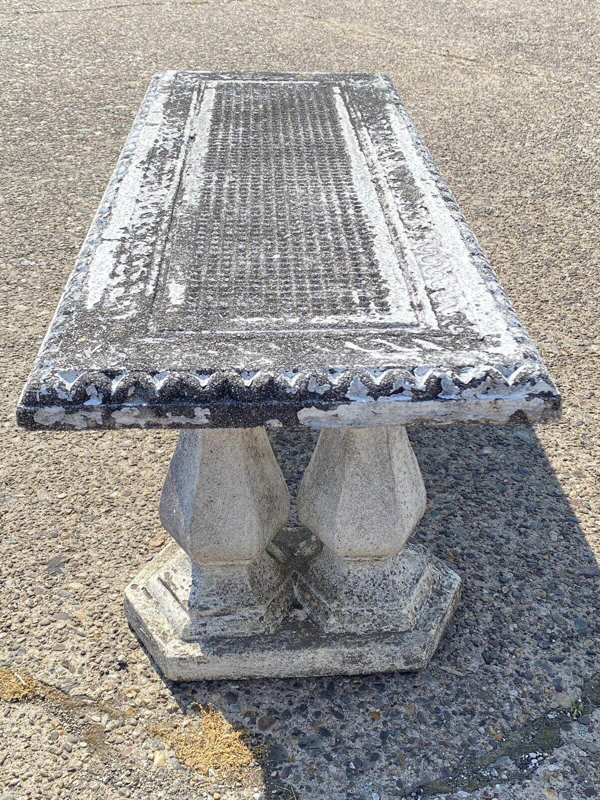 Vintage Classical Concrete Cement Double Baluster Pedestal Outdoor Garden Bench