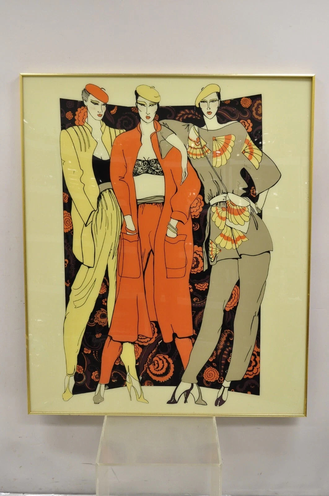 Vintage 1975 Polycast Acrylic Large Vogue Women's Fashion Retro Wall Art